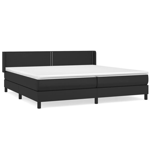 vidaXL Pat box spring cu saltea, negru, 200x200 cm, piele ecologică