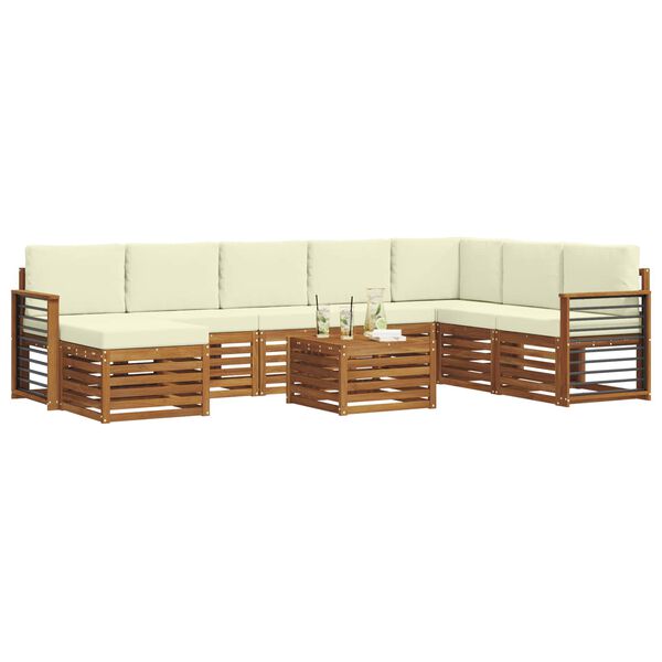 vidaXL Set canapea sectională cu pernă 9 pcs Natural și Crem