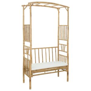 vidaXL Arc de Grădină cu Bancă Alb crem 115 x 50 x 205 cm Bambus