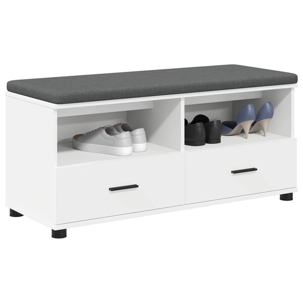 vidaXL Bancă pentru hol cu pernă cu sertar Alb 100 x 38 x 46 cm