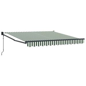 vidaXL Cortina Retractabilă Verde și alb 350 x 250 cm