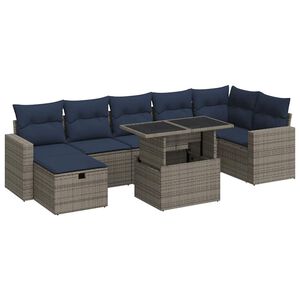 vidaXL Set canapele de grădină cu perne, 8 piese, gri, poliratan