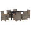 vidaXL Set de masă pentru grădină 7 pcs Gri poliratan