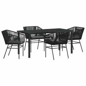 vidaXL Set de masă pentru grădină cu pernă 5 pcs Negru