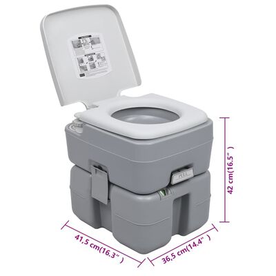 vidaXL Toaletă portabilă pentru camping, gri, 20+10 L