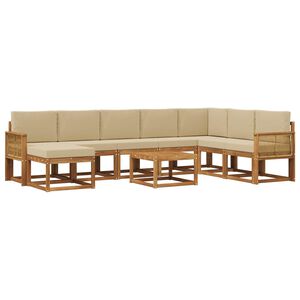 vidaXL Set de canapele de exterior 9 buc. Natural și Bej