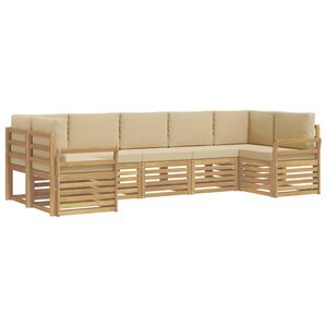 vidaXL Set de canapele de exterior 7 buc. Alb și Bej Poliester