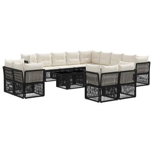 vidaXL Set de canapele pentru grădină 14 buc. Negru poliratan