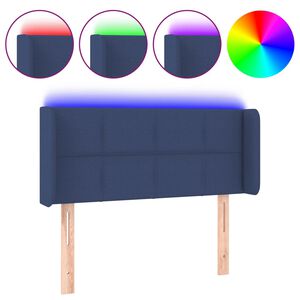 vidaXL Tăblie de pat cu LED, albastru, 83x16x78/88 cm, textil