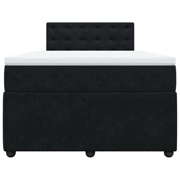 vidaXL Pat box spring cu saltea, negru, 120x200 cm, catifea