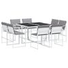 vidaXL Set mobilier de grădină, 9 piese, cu perne, alb, textilenă