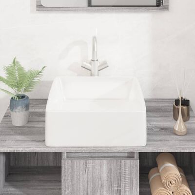 vidaXL Chiuvetă de baie, alb, 37x37x13 cm, ceramică, pătrată