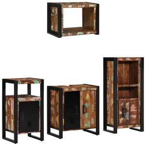 vidaXL Set de mobilier pentru baie 4 buc. Multicolor și negru