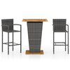 vidaXL Set mobilier de bar de grădină, 3 piese, gri