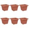 vidaXL Vază pătrată pentru flori 6 buc. Roșu cărămidă 38 x 38 x 30 cm