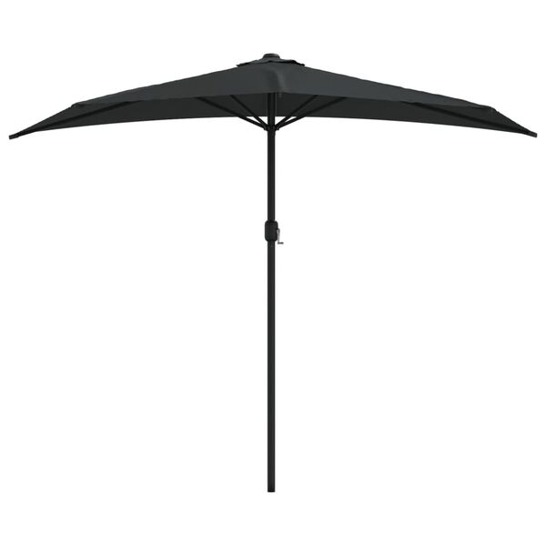 vidaXL Umbrelă de balcon tijă aluminiu negru 270x144x222cm semicerc