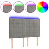 vidaXL Tăblie de pat cu LED, gri deschis, 144x5x118/128 cm, catifea