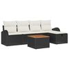 vidaXL Set de canapele pentru grădină cu pernă 6 pcs Negru Rattan poli