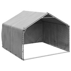vidaXL Cușcă pentru c&acirc;ini de exterior cu capac 2x2x1,5 m, oțel galvanizat