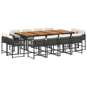 vidaXL Set mobilier de grădină cu perne, 13 piese, negru, poliratan