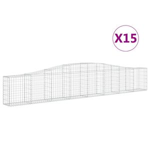 vidaXL Coșuri gabion arcuite 15 buc, 400x30x60/80 cm, fier galvanizat