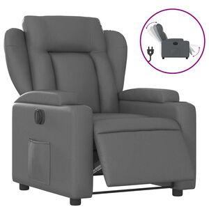 vidaXL Fotoliu rabatabil electric, gri, piele ecologică