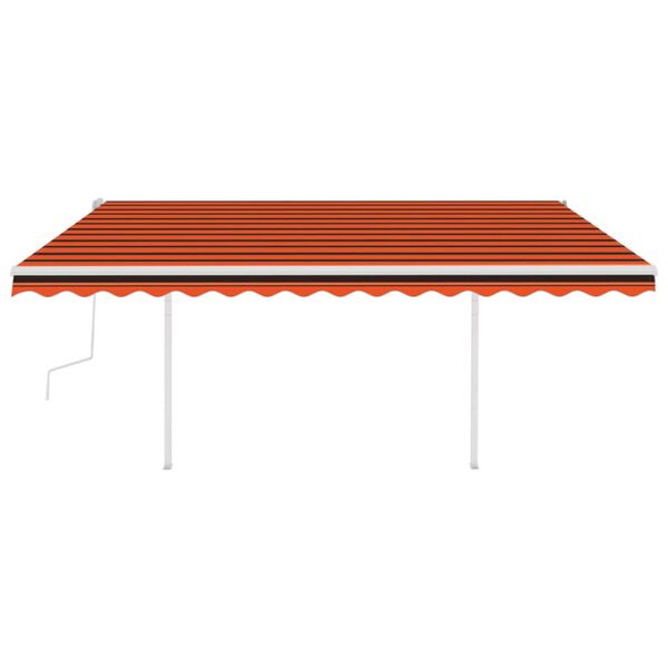 vidaXL Copertină retractabilă manual st&acirc;lpi portocaliu/maro,4,5x3,5 m