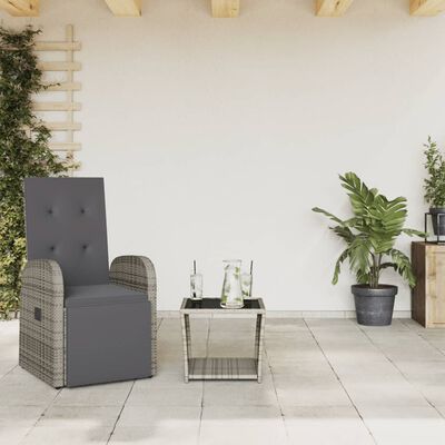 vidaXL Set mobilier de grădină cu perne, 2 piese, gri, poliratan