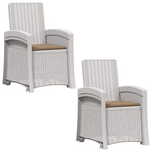vidaXL Scaun de grădină reclinabil aspect rattan 2 pcs Alb și taupe PP