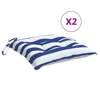 vidaXL Perne de scaun, 2 buc., albastru&alb, 50x50x7 cm, textil oxford