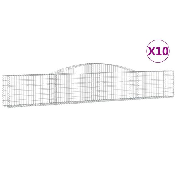 vidaXL Coșuri gabion arcuite 10 buc, 400x30x60/80 cm, fier galvanizat