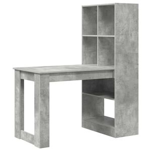 vidaXL Birou Gri din beton Lemn prelucrat 122 x 67 x 145 cm