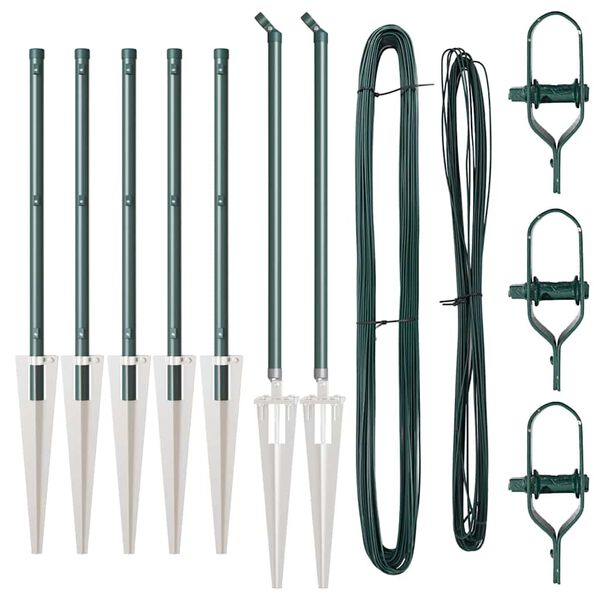 vidaXL St&acirc;lp de gard. 7 pcs Verde Oțel