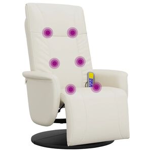 vidaXL Fotoliu masaj rabatabil suport picioare, crem, piele ecologică