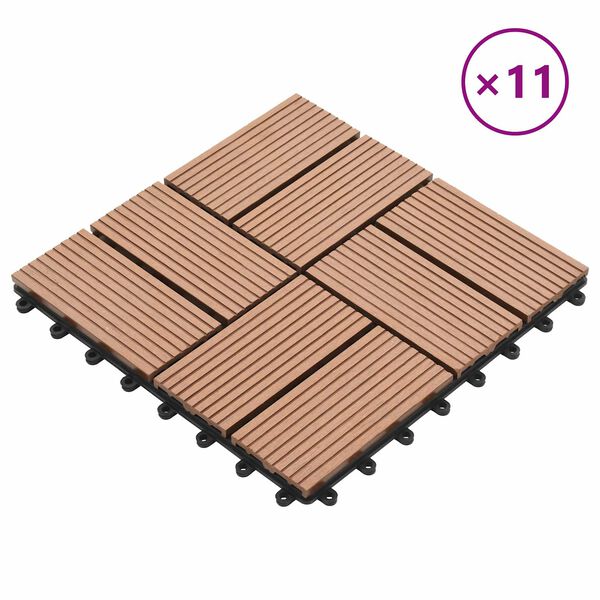 vidaXL Plăci pentru Deck 11 pcs Maro 30 x 30 cm Lemn compozit