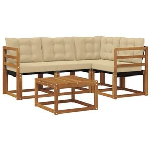 vidaXL Set de canapele de exterior 5 buc. Natural și Bej