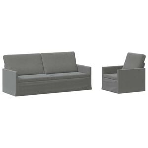 vidaXL Set de canapea 2 pcs Gri &icirc;nchis Catifea
