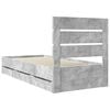 vidaXL Cadru de pat Gri din beton 75 x 190 cm Lemn Ingineresc