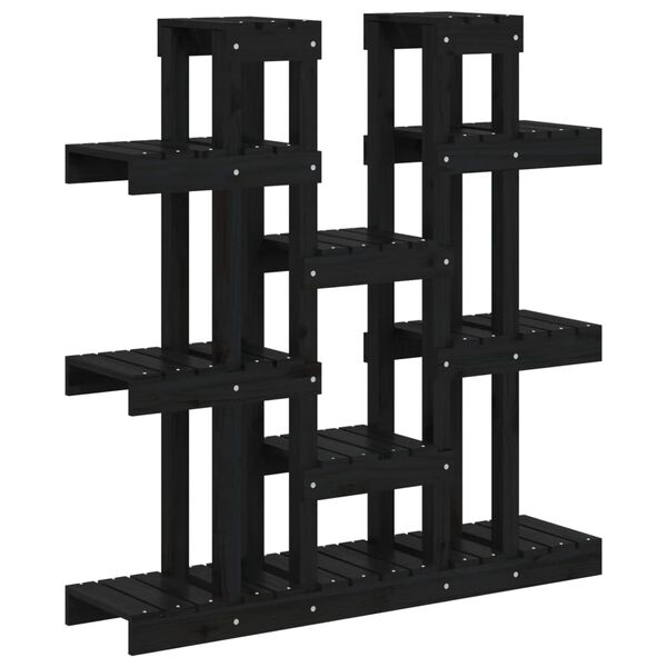 vidaXL Suport pentru plante, negru,104,5x25x109,5cm, lemn masiv de pin