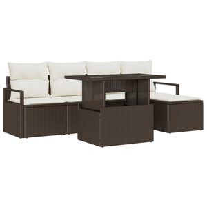 vidaXL Set de canapele pentru grădină 6 pcs Maro Rattan poli