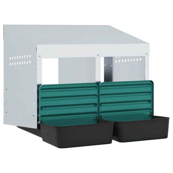 vidaXL Cuibăr pentru găini cu 2 compartimente, montat pe perete, oțel galvanizat