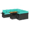 vidaXL Set mobilier de grădină cu perne, 9 piese, negru, poliratan