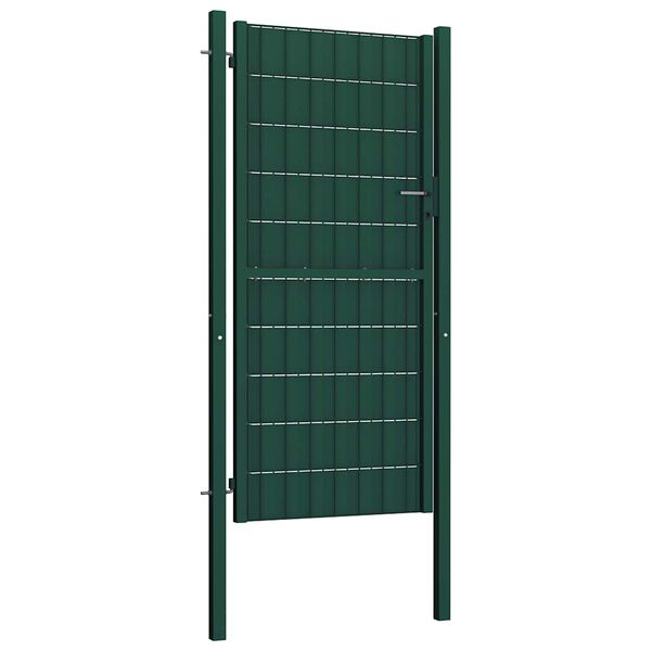 vidaXL Poartă de gard din PVC și oțel, verde, 100x204 cm