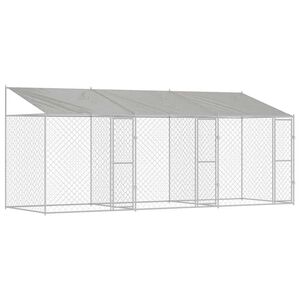 vidaXL Cușcă pentru câine Argintiu 600 x 200 x 256 cm Oțel Galvanizat