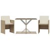 vidaXL Set bistro cu perne, 3 piese, bej, poliratan