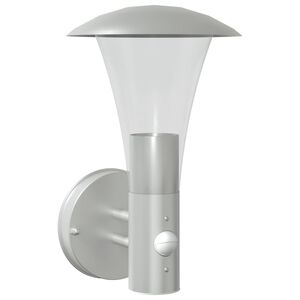 vidaXL Lampă de perete exterior cu senzor, argintiu, oțel inoxidabil