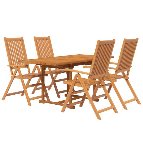 vidaXL Set mobilier de grădină, 5 piese, lemn masiv de acacia, 120-170 cm