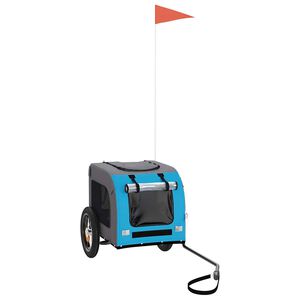 vidaXL Remorcă bicicletă animale companie, albastru/gri, oxford/fier