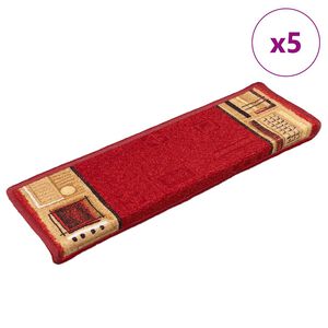 vidaXL Covorașe pentru scări autoadezive, 5 buc., roșu, 65x21x4 cm