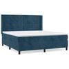 vidaXL Pat box spring cu saltea, albastru &icirc;nchis, 160x200 cm, catifea